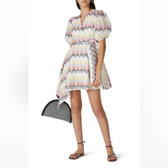 N12H Printed Alice Dress White Multicolor Eyelet - Picture 1 of 7